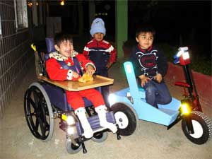 Children with disabilities using a PET